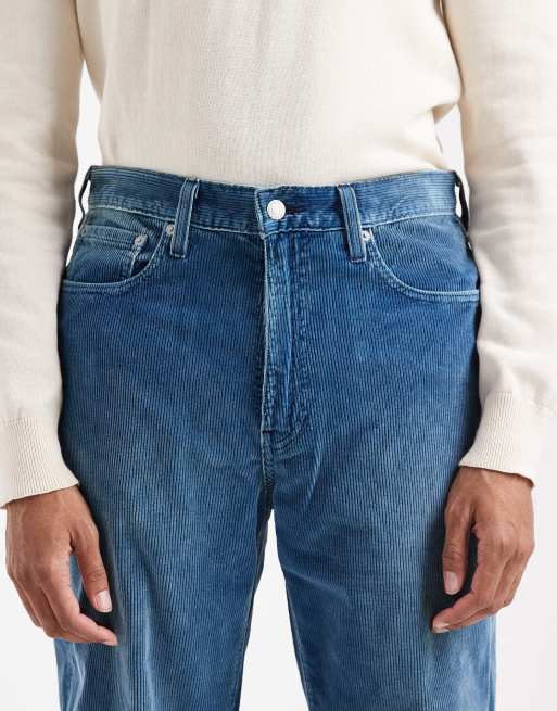 Levi's – 568 – Indigoblå manchesterbyxor i rak, ledig passform med 5 fickor, 5 av 5