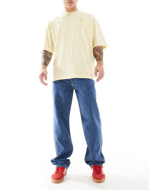 Levi's - 568 - Jeans dritti larghi in misto cotone e lino leggero color blu medio - view 1