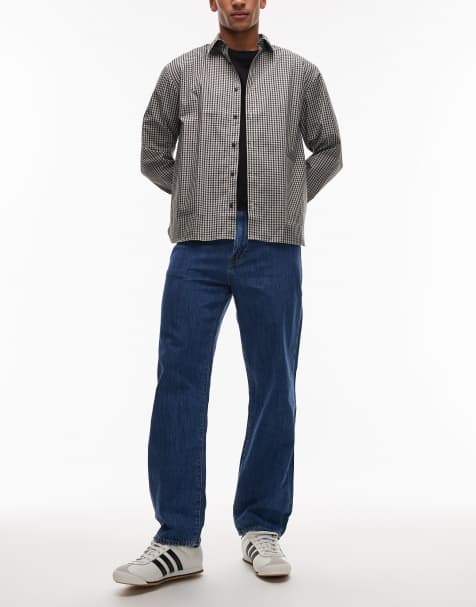 Levi's 568 loose straight lightweight cotton linen mix jeans in mid blue - view 1