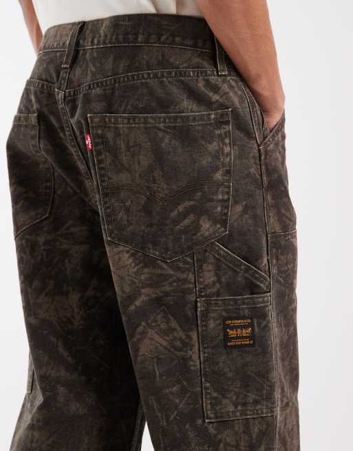 Levi's 568 losse broek met dubbele knie in kaki camouflage, 4 van 5