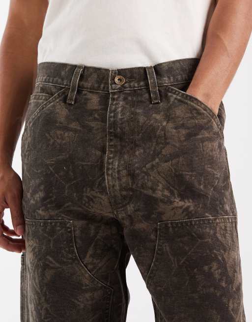 Levi's 568 losse broek met dubbele knie in kaki camouflage, 5 van 5