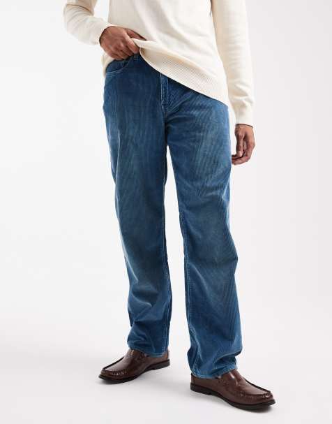 Levi's 568 loose straight wide cord 5 pocket trousers in indigo blue