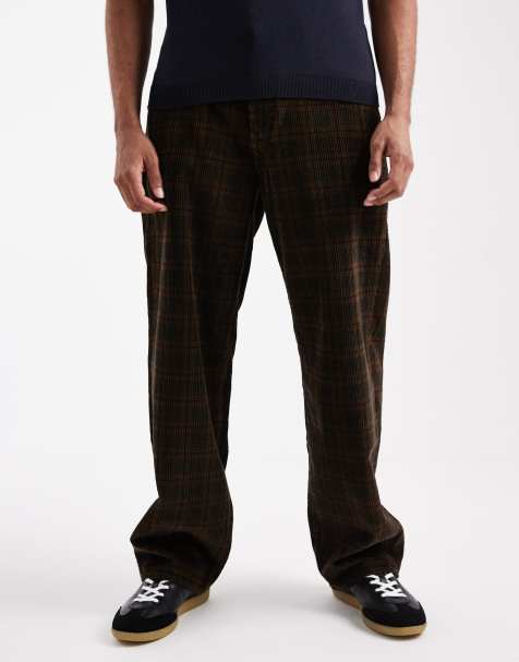 Levi's 578 baggy fit check cord 5 pocket trousers in brown - view 1
