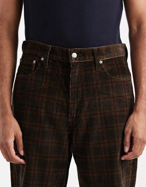 Levi's 578 baggy fit check cord 5 pocket trousers in brown, 4 of 5