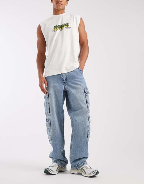 Levi's 578 cargo baggy denim jeans in mid blue - view 1