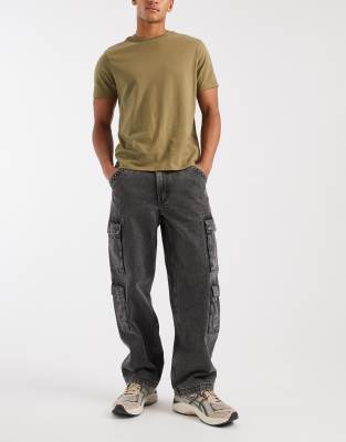 Cargo-Jeans aus Denim in verwaschenem Schwarz Schwarz W31 L34