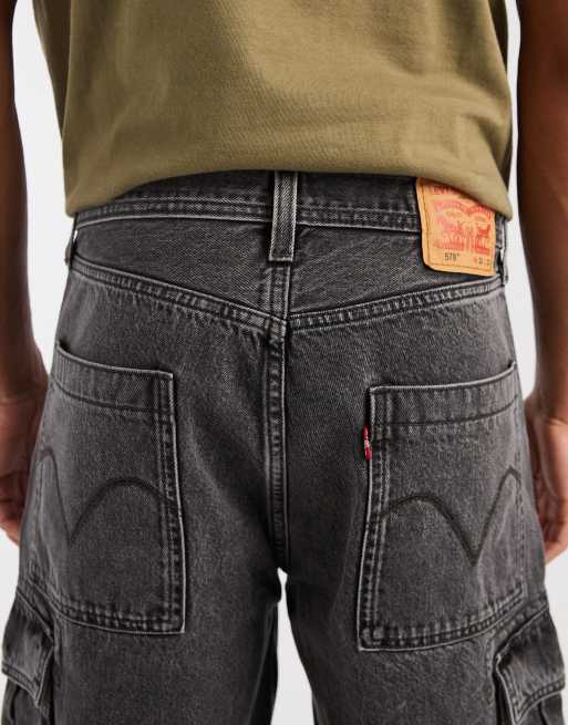 Levi's - 578 - Denim cargojeans in verwassen zwart, 4 van 5
