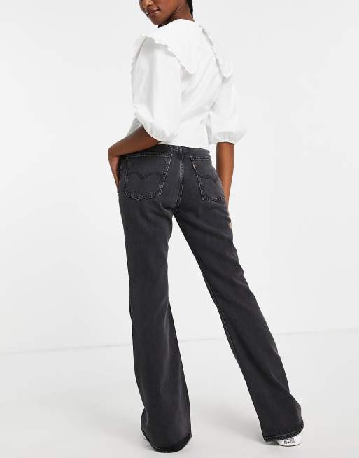 Levi's 70's High-Rise Flare Jeans  High rise jeans outfit, Flare jeans,  High rise black jeans