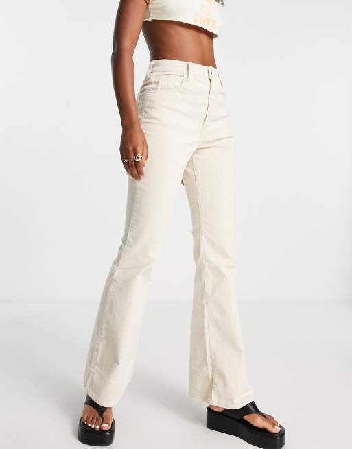 70's High Rise Flare Corduroy Women's Jeans - White