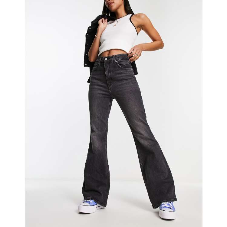 70's High Flare Jeans - Black