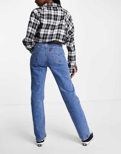 70's High Slim Straight Jeans - Blue