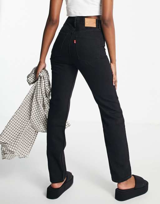 Levi's 70's high waisted slim straight jeans in black | ASOS