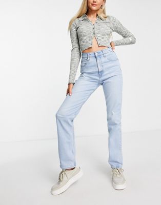 Levi's 70's high waisted slim straight jeans in light wash blue