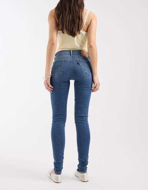 Levi's 710 super skinny denim jeans with rips in dark blue, 2 of 5