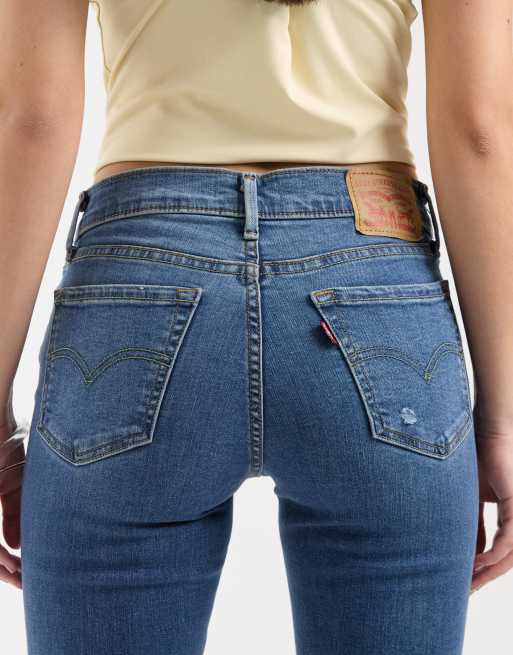 Levi's 710 super skinny jeans i denim med slitningar i mörkblått, 4 av 5