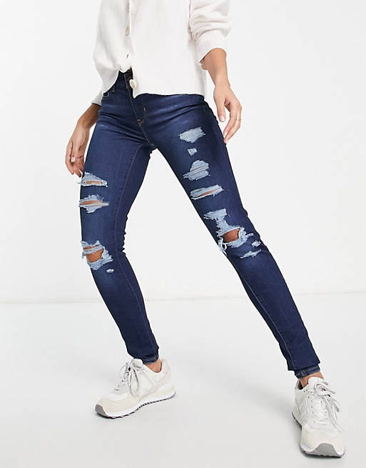 Levi's 710 super skinny rip jeans in blue | ASOS