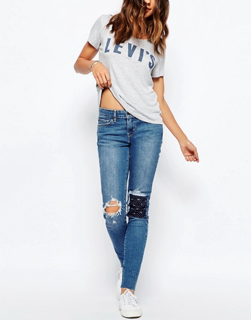 Levi's 711 Skinny Jeans With Bandana Patch Knee | ASOS