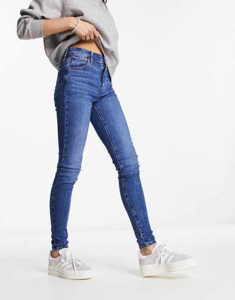 Levi's - 720 - Mellemvasket blå super skinny-jeans med høj talje - view 1