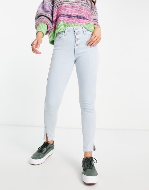 Levi's 721 exposed buttons skinny ankle grazer jeans in fresh breeze | ASOS