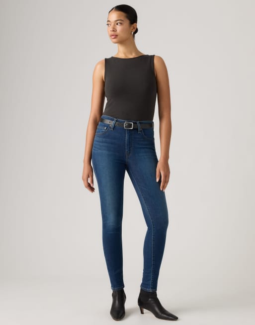 Levi's 721 high rise skinny jeans in blue, 3 of 4