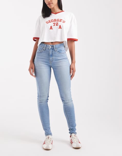 Levi's 721 high rise skinny jeans in light blue wash - view 1