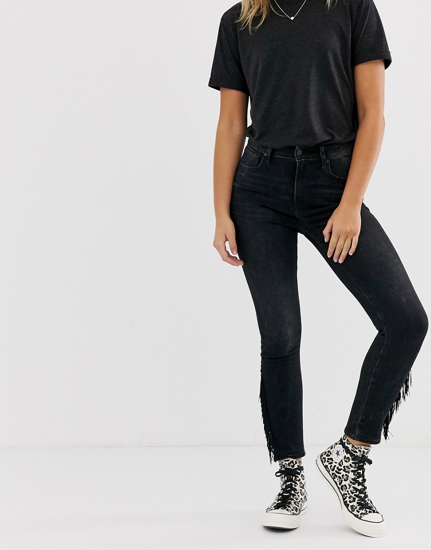 Levi's 721 high waisted jeans with fringing-Black