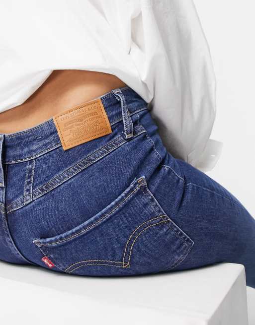 Levi's – 721 hr – Knöchellange, gesäumte Jeans in Dunkelblau, 3 von 4