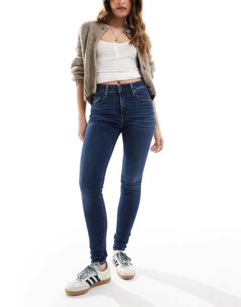 Levi's – 721 – Mellanblå, tvättade, skinny jeans med hög midja - view 1