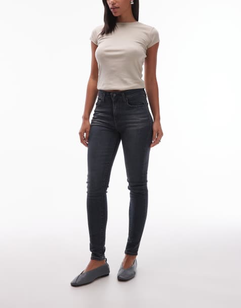 Levi's – 721 – Mörkblå, tvättade, skinny jeans med hög midja - view 1