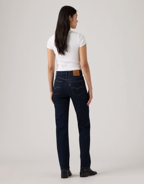 Levi's 722 high rise slim jeans in donkerblauw - view 1