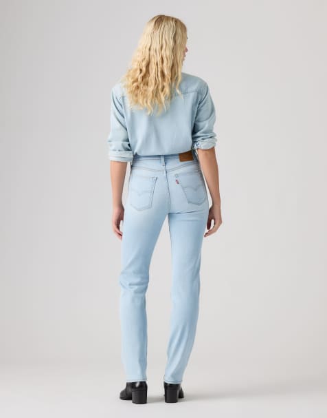 Levi's 722 high rise slim jeans in lichtblauw - view 1