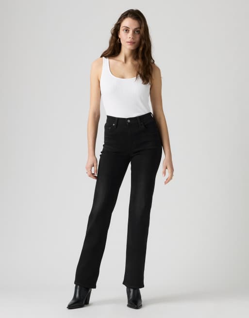 Levi's 723 high rise straight jeans in black, 2 of 4