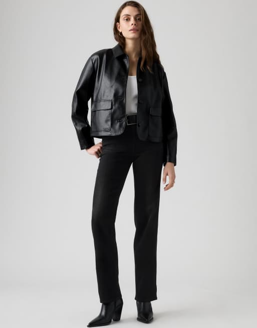 Levi's 723 high rise straight jeans in black, 3 of 4
