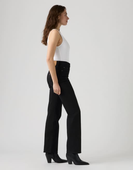 Levi's 723 high rise straight jeans in black, 4 of 4