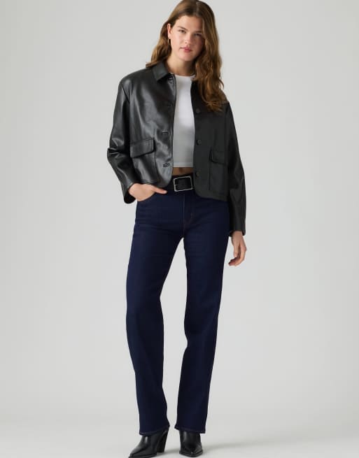 Levi's 723 high rise straight jeans in dark blue, 3 of 4