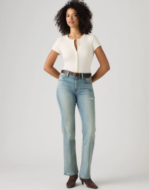 Levi's 723 jeans dritti a vita alta in blu chiaro, 3 di 4
