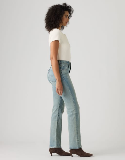Levi's 723 straight jeans met hoge taille in lichtblauw, 4 van 4