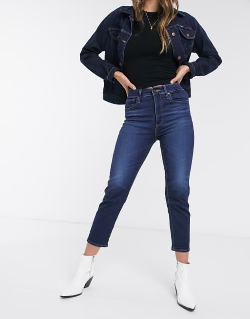 Levi's 724 high rise crop straight leg jeans in indigo | ASOS