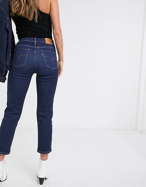 Levi's 724 high rise crop straight leg jeans in indigo | ASOS