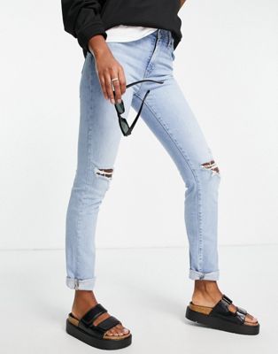 Levi's 724 high rise ripped straight jean in light wash