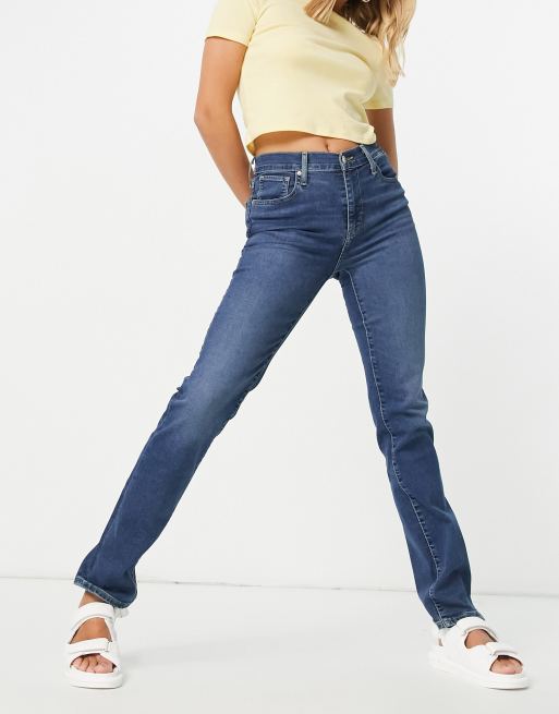 Levi's 724 high rise straight jeans in mid blue