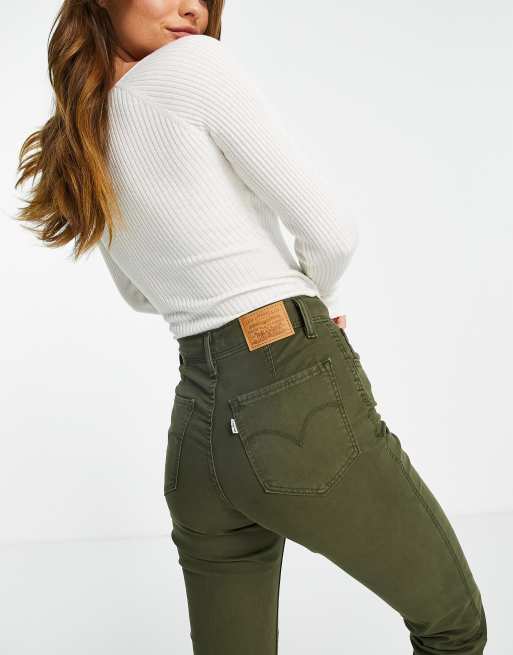 Levi's 724 high rise straight leg crop utility jeans in soft canvas olive