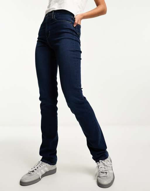 Levi's 724 Distressed High Rise Straight Leg Jeans In Z1533 Dark Indigo At  Nordstrom Rack in Blue