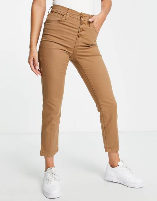 Levi's - 724 - Højtaljede, cropped utility-jeans med lige ben i blød kanvas i ristet kokosnøddefarve, 4 af 4