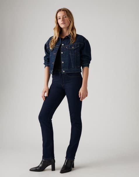 Levi's - 724 - Rechte jeans met hoge taille in donkerblauw - view 1