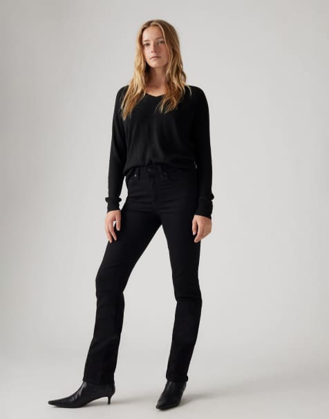 Levi's - 724 - Rechte western jeans met hoge taille in zwart - view 1