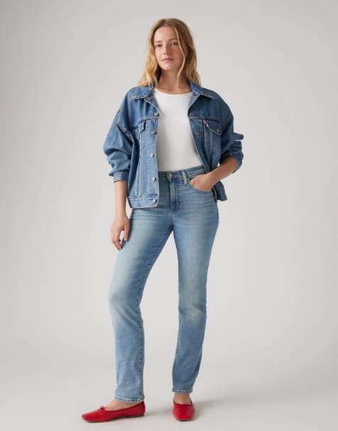 Levi's – 724 – Western White – Straight Jeans in Blau mit hohem Bund - view 1