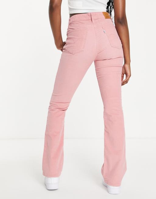 Levi's 725 high rise bootcut cord jeans in pink | ASOS