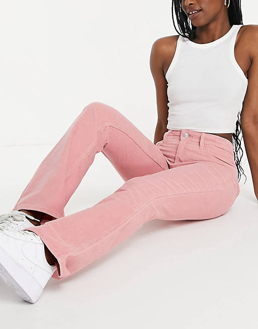 Levi's 725 high rise bootcut cord jeans in pink | ASOS