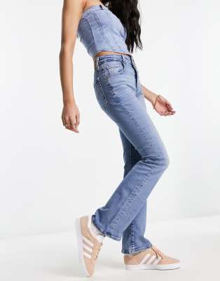 Monki wide leg cargo jeans in blue